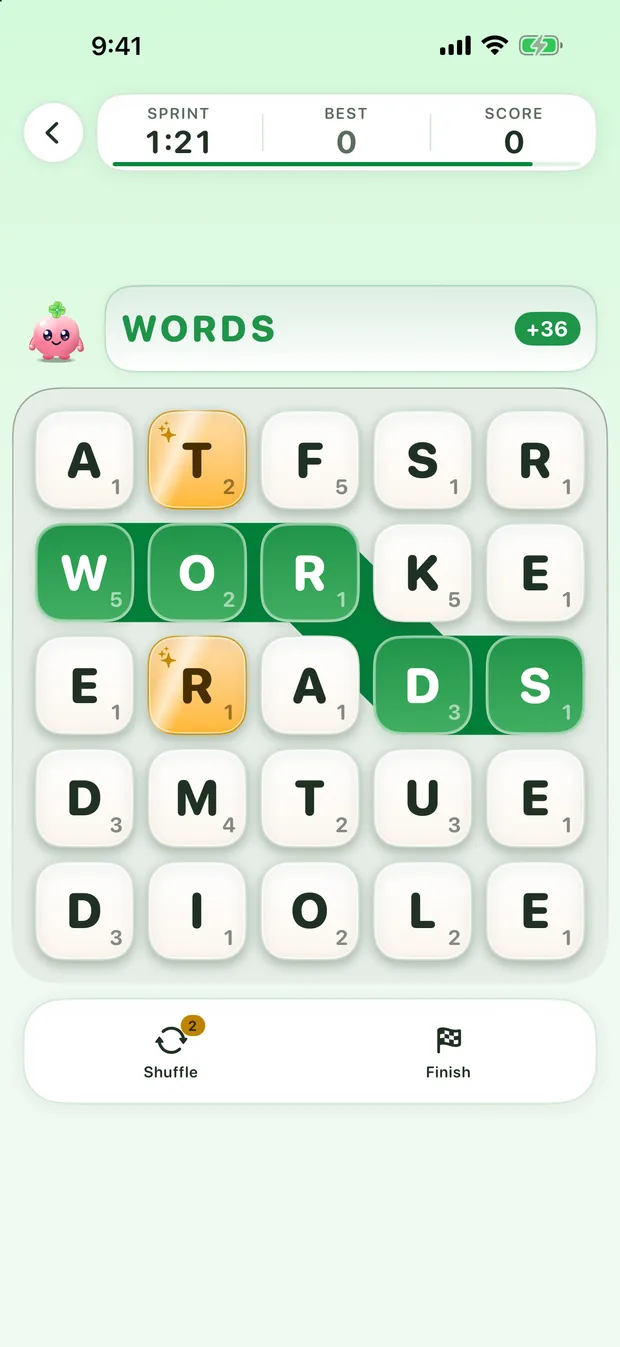 TinyWords game board
